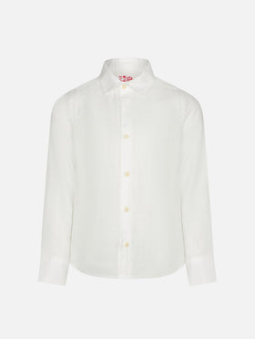 Camicia da bambino in lino bianco