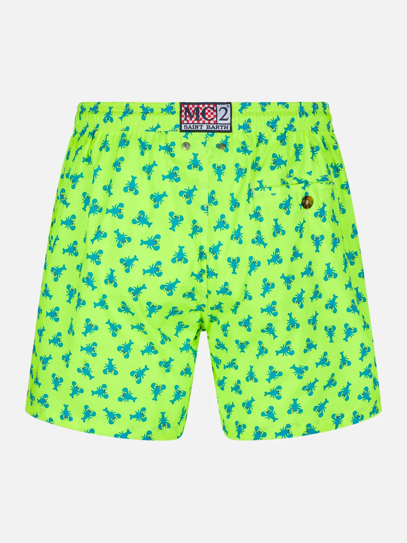 Man light fabric comfort swim shorts with lobster print