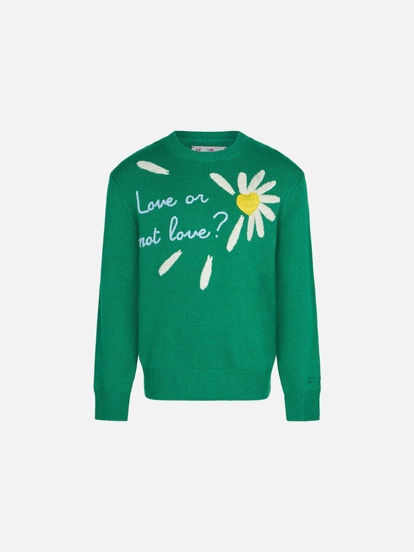 Girl brushed sweater with daisy print