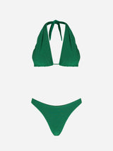 Neckholder-Criss-Cross-Bikini für Damen aus Lurex