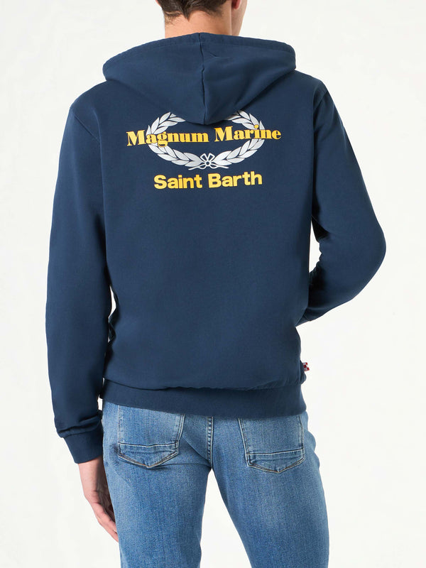 Blauer Kapuzenpullover aus Baumwolle mit Magnum Marine Saint Barth-Stickerei | MAGNUM MARINE SONDEREDITION