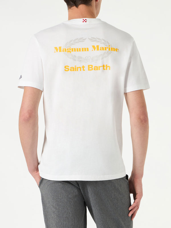 Man cotton t-shirt with Magnum Marine Saint Barth print