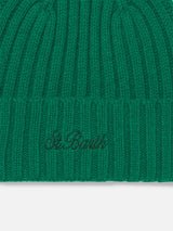 Man green cashmere blend hat Wengen with St. Barth embroidery