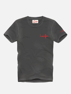 T-shirt da uomo in cotone con trattamento vintage e ricami