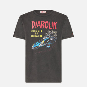 Herren-Baumwoll-T-Shirt im Vintage-Stil mit Aufdruck „Diabolik-Auto“ und „Geld“ | DIABOLIK SONDEREDITION