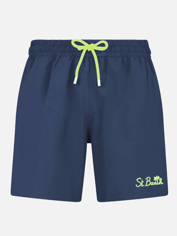 Man blue navy comfort swim shorts