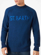 Davos ribbed blue half-turtleneck sweater