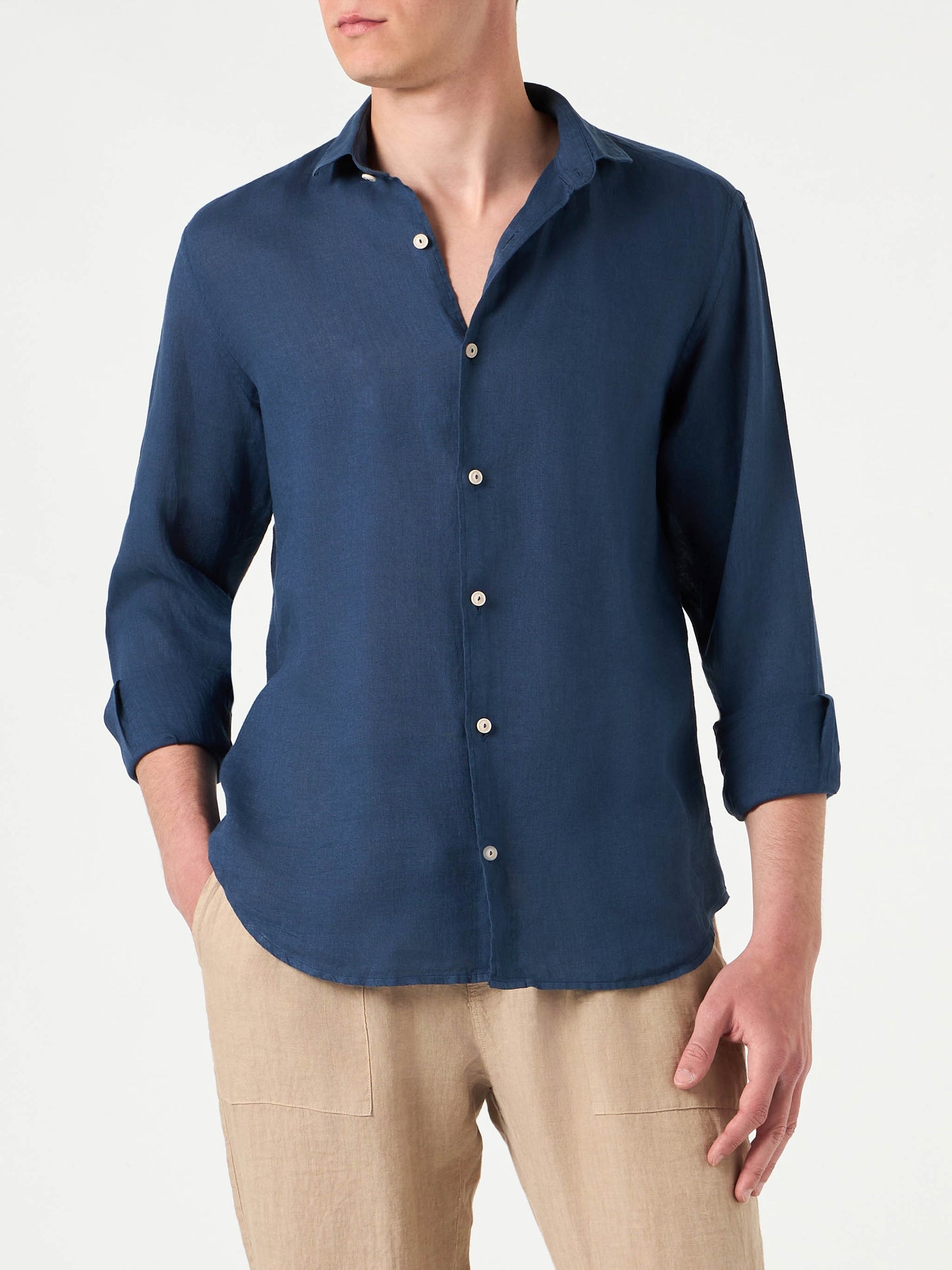 Camicia Pamplona in lino blu