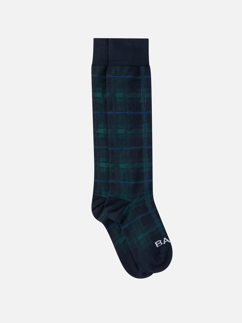 Man long socks with tartan jacquard