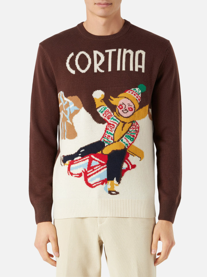 Herrenpullover mit Cortina-Postkarten-Jacquard