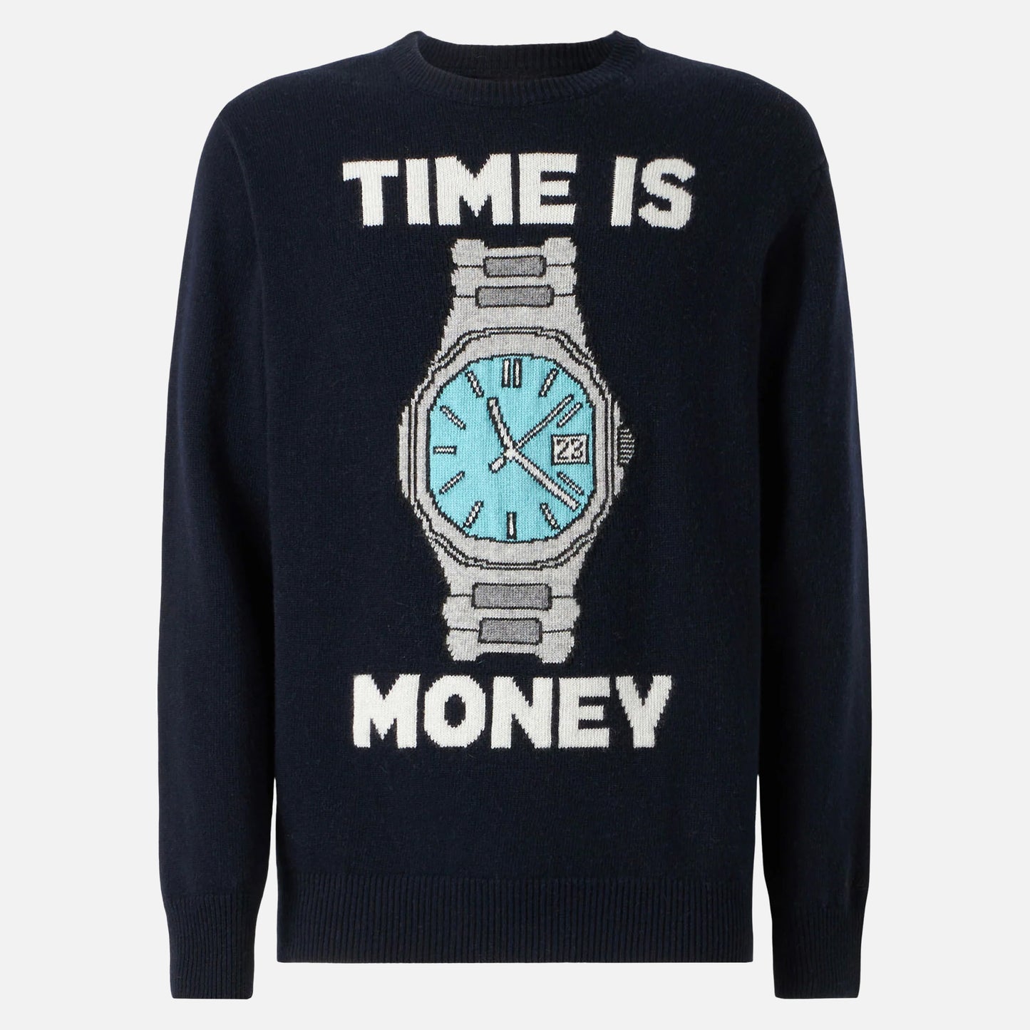 Maglione da uomo con ricamo Time is money