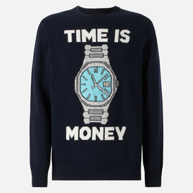 Maglione da uomo con ricamo Time is money