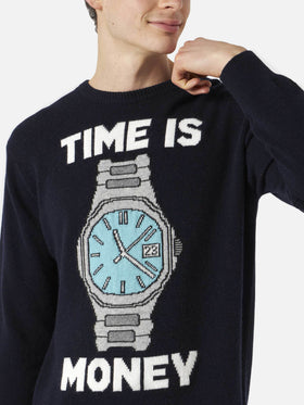 Maglione da uomo con ricamo Time is money
