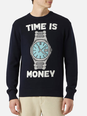 Maglione da uomo con ricamo Time is money