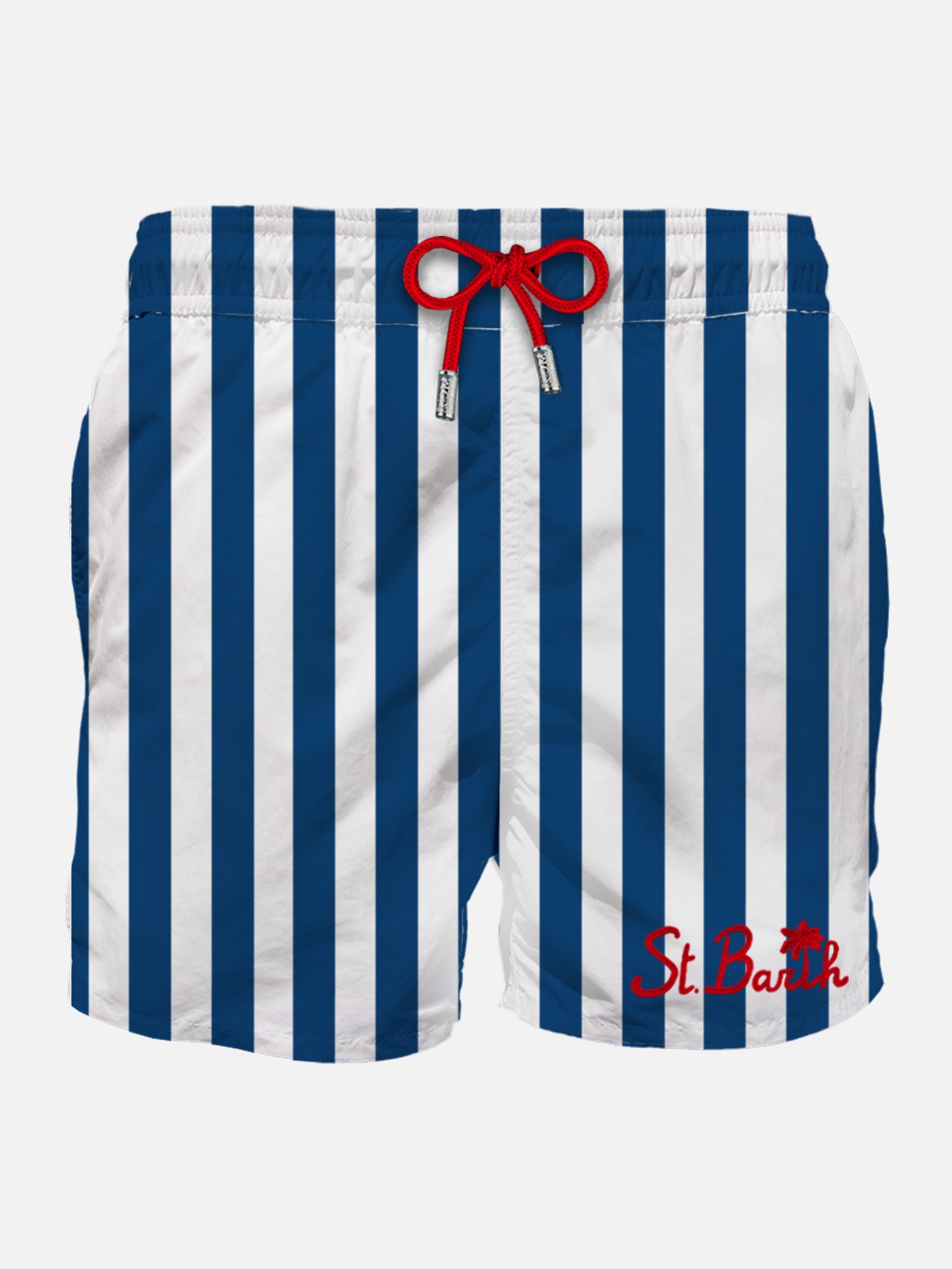 Costume da bagno classico da uomo a righe bianche e blu