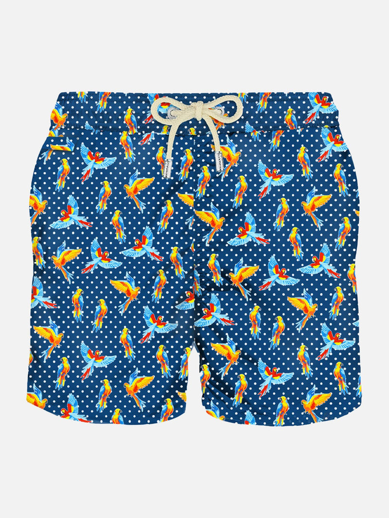 Herren-Badeshorts aus leichtem Stoff mit tropischem Birdies-Print