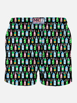 Man light fabric swim shorts with bollicine print