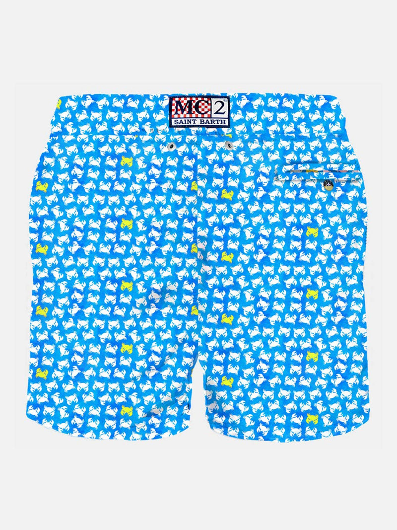 Herren-Badeshorts aus leichtem Stoff mit Krabben-Print