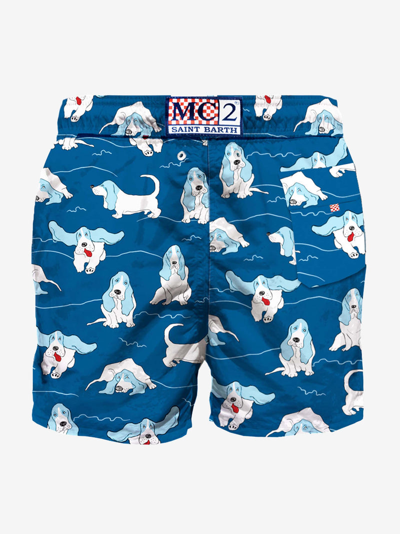 Basset hound man swim shorts