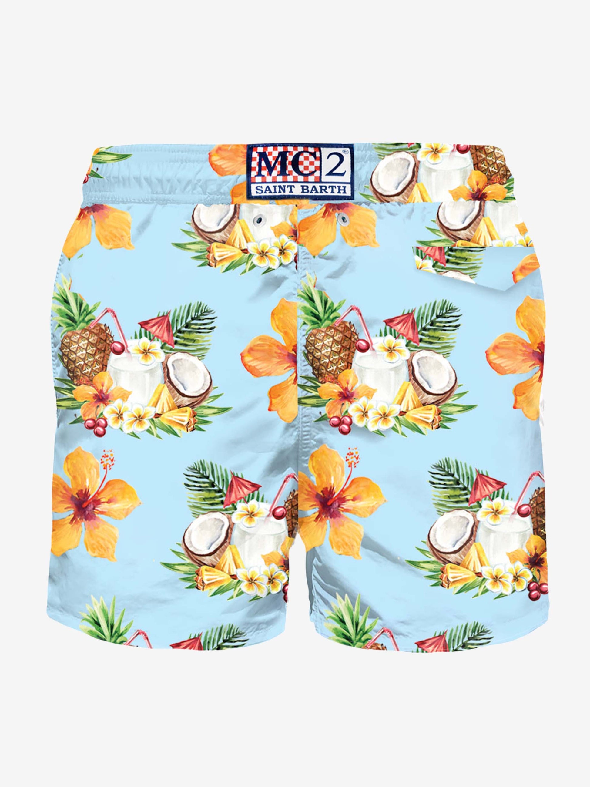 Light fabric man swim shorts coconut and pineapple print - MC2 Saint Barth