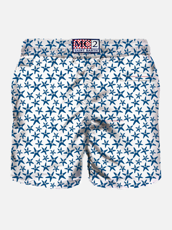 Man lightweight fabric swim-shorts Lighting Micro Fantasy with starfishes print
