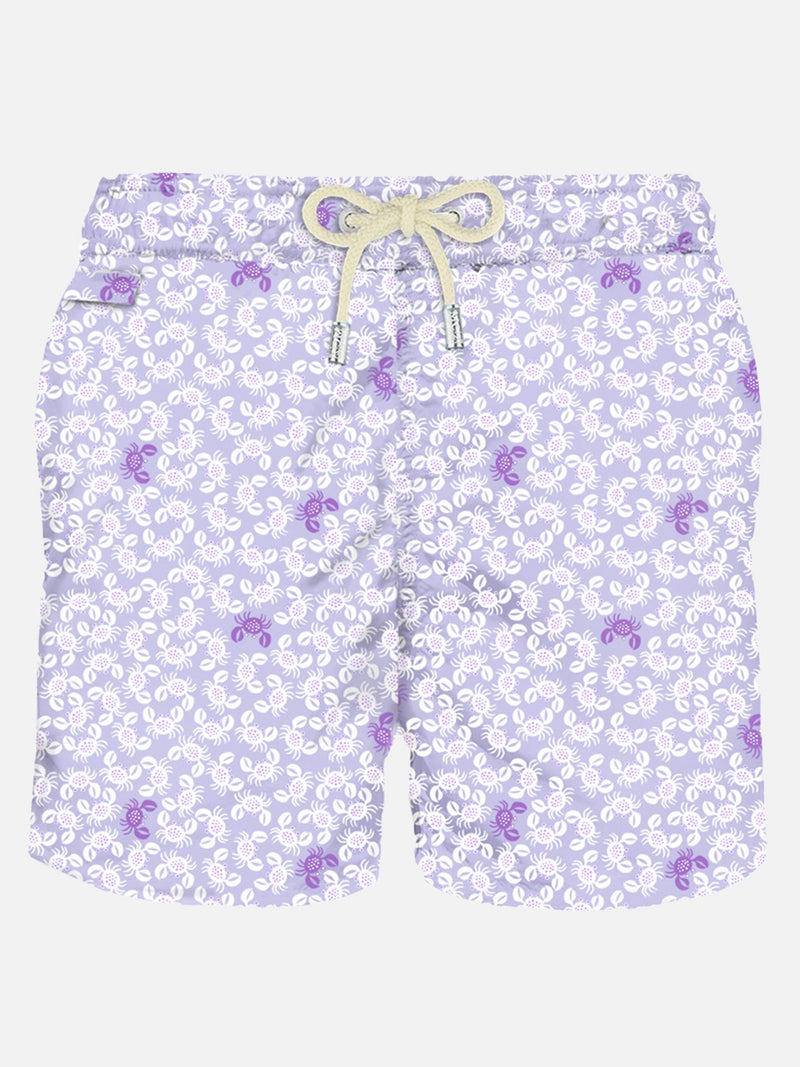 Herren-Badeshorts aus leichtem Stoff mit Krabbenprint