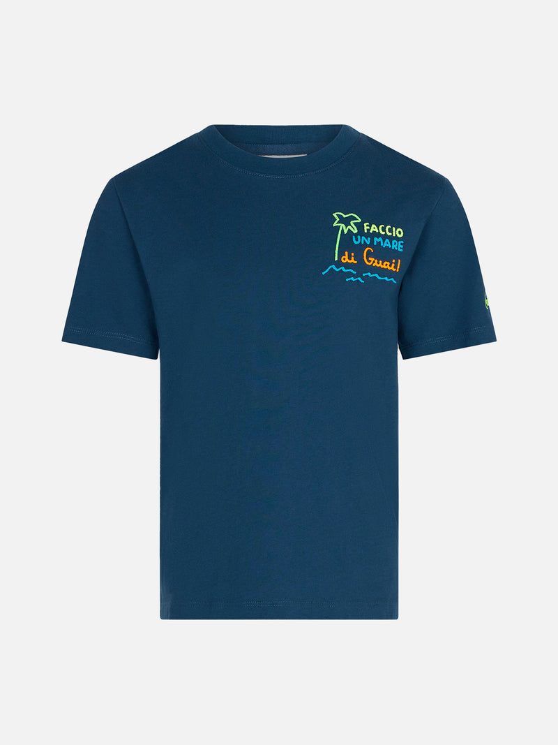 Jungen-T-Shirt mit Faccio un mare di guai-Stickerei