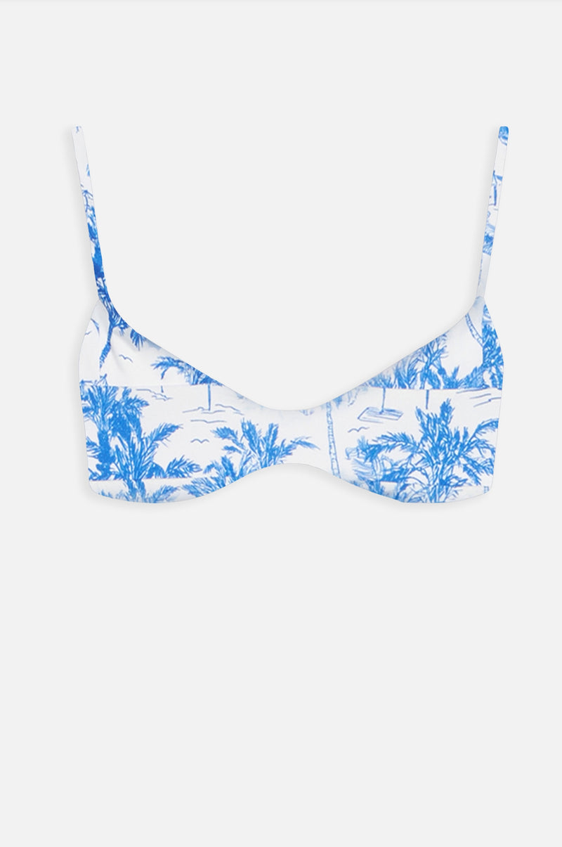 Toile de Jouy U-Ausschnitt-Bralette-Strandoberteil May für Damen