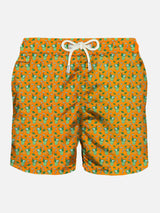 Man light fabric swim shorts with Mojito print