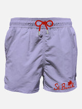 Lila Herren-Badeshorts mit Tasche