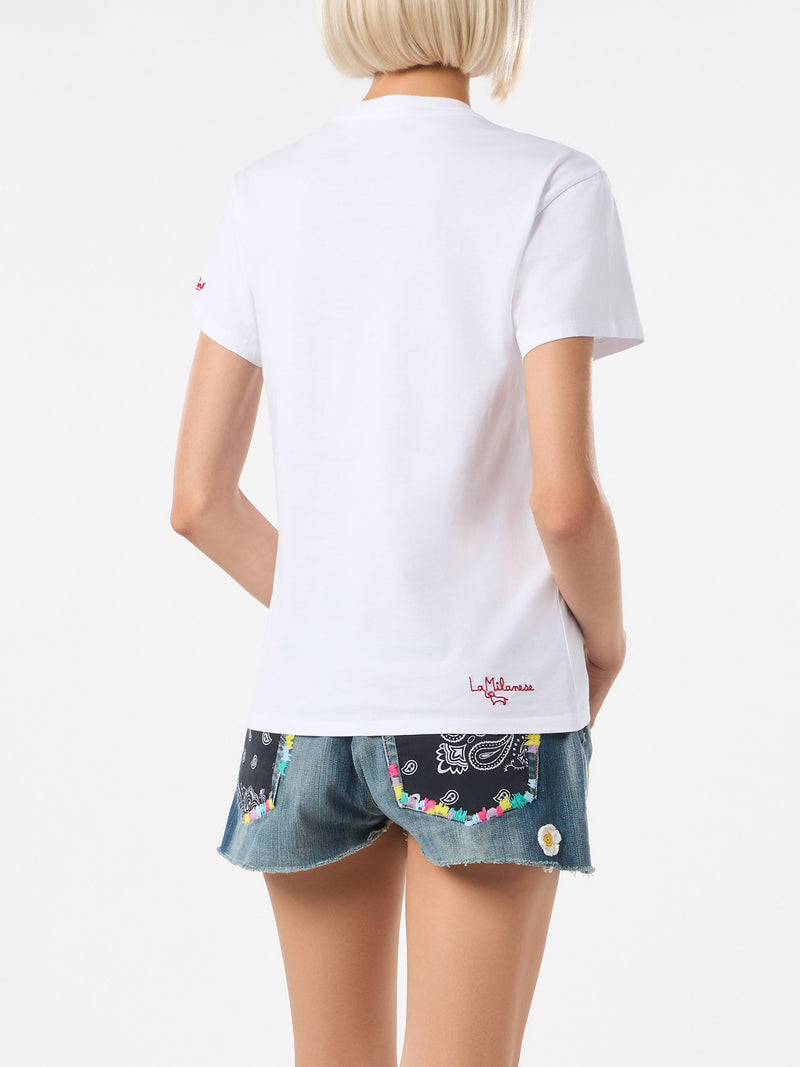 T-shirt da donna in cotone con ricamo | LA MILANESE EDIZIONE SPECIALE
