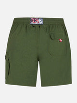 Man military green comfort and stretch swim shorts