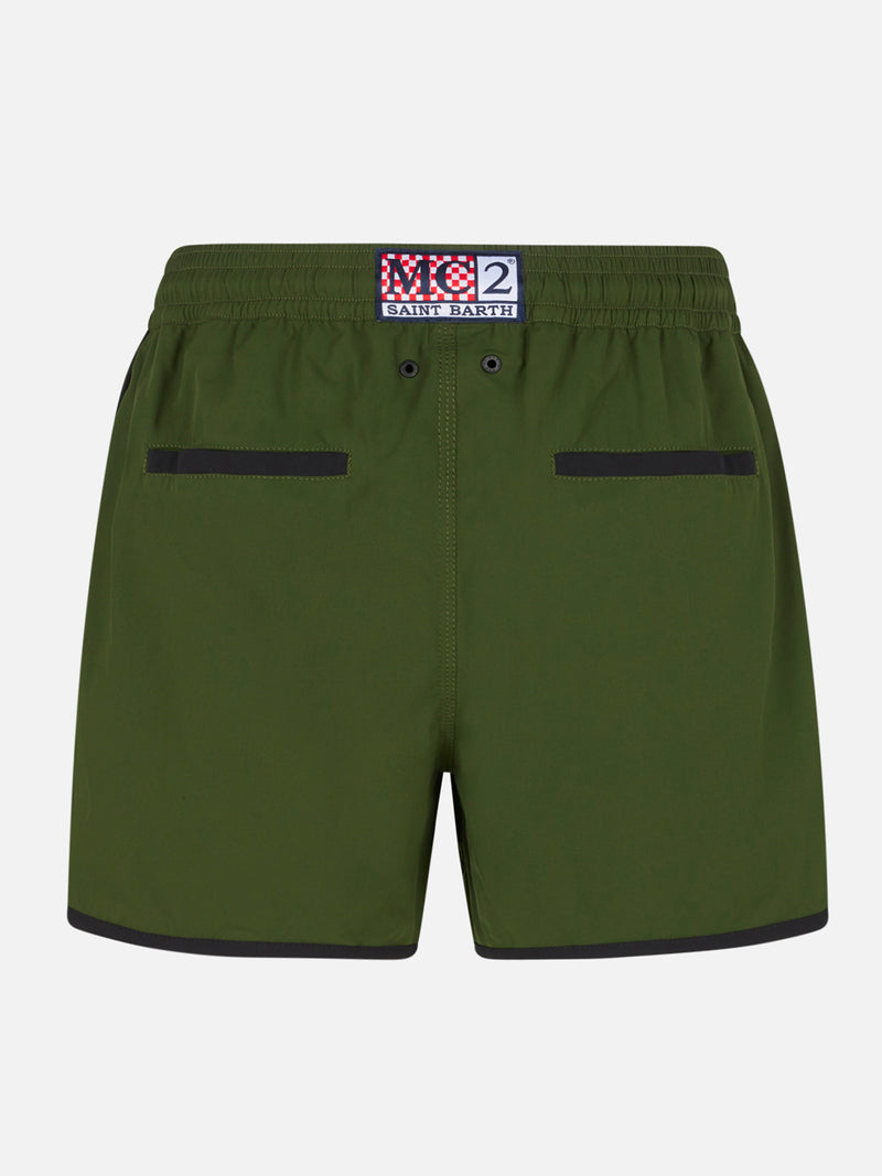 Man swim shorts with side logo and contrast