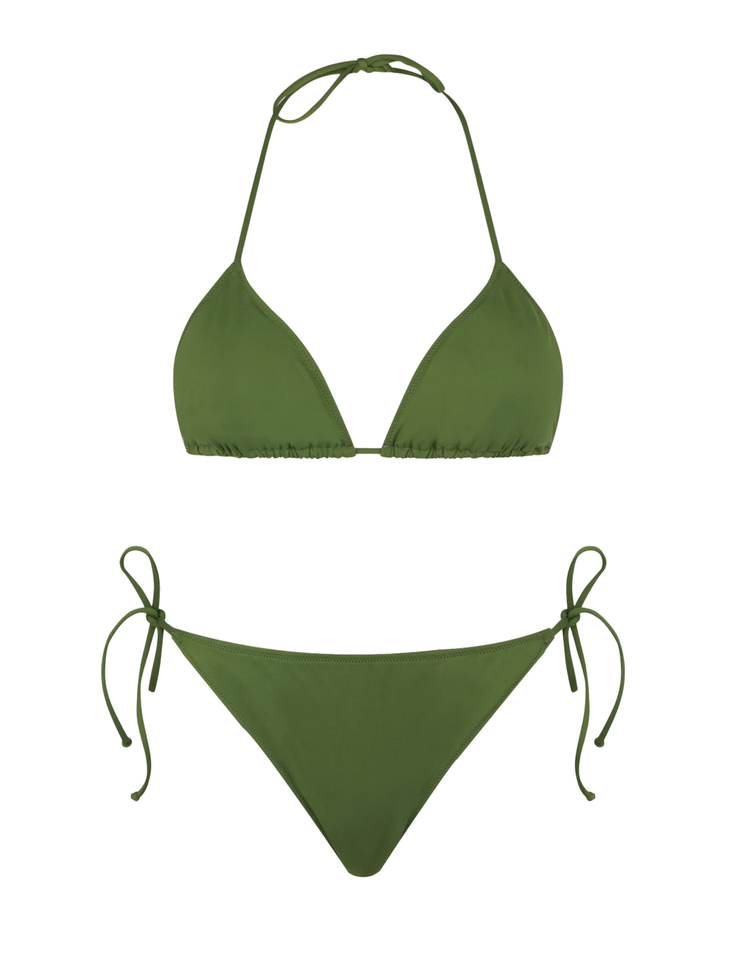 Woman military green triangle bikini
