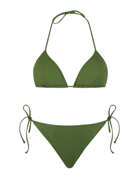 Woman military green triangle bikini