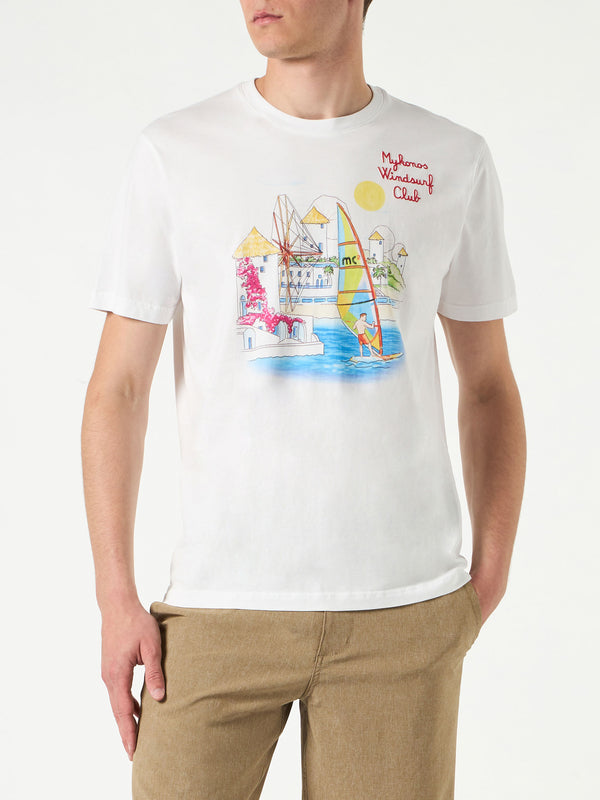 T-shirt da uomo in cotone con stampa Mykonos