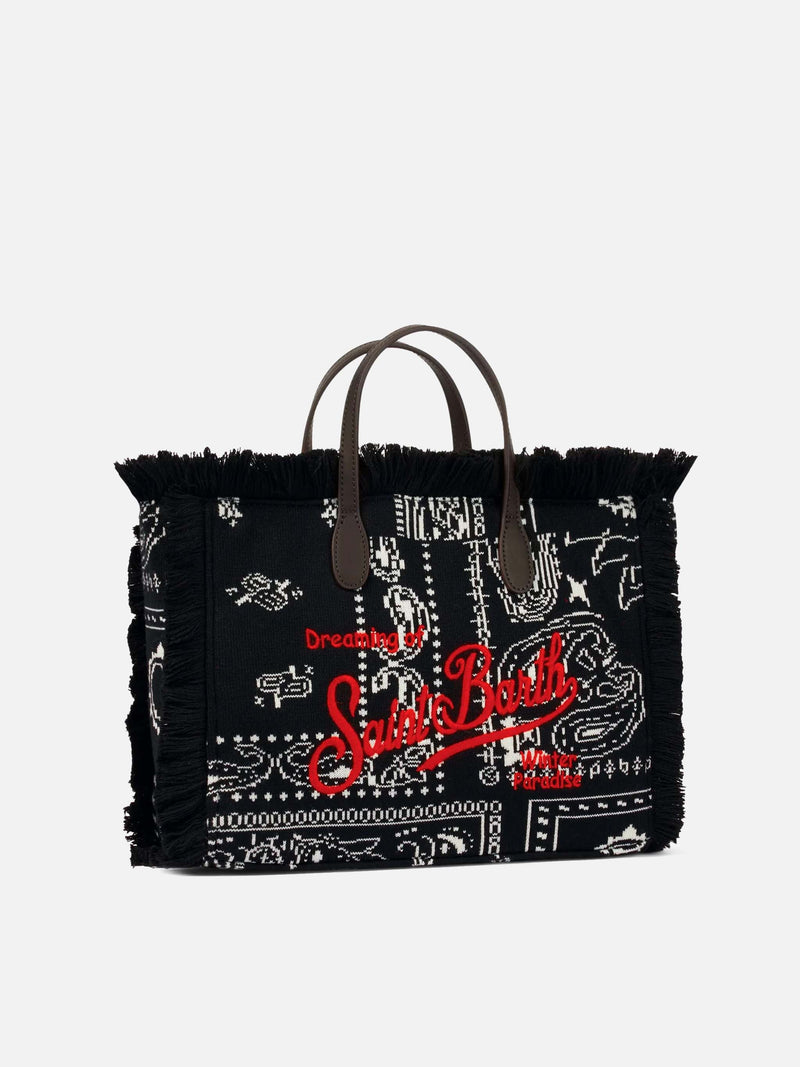 Colette Wollhandtasche mit schwarzem Bandana-Print