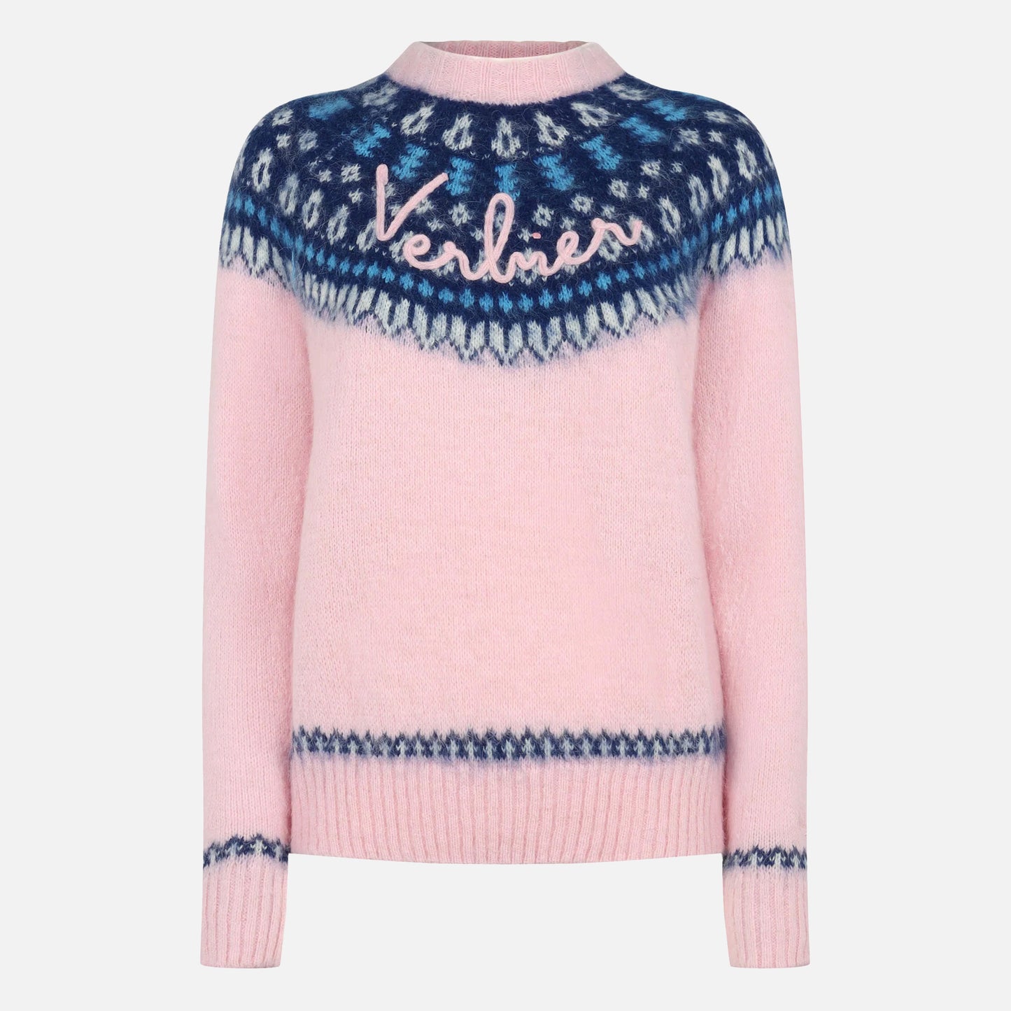 Maglione da donna con jacquard nordico e ricamo Verbier