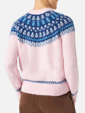 Maglione da donna con jacquard nordico e ricamo Verbier