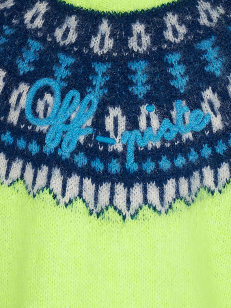 Boy fluo yellow sweater with icelandic jacquard