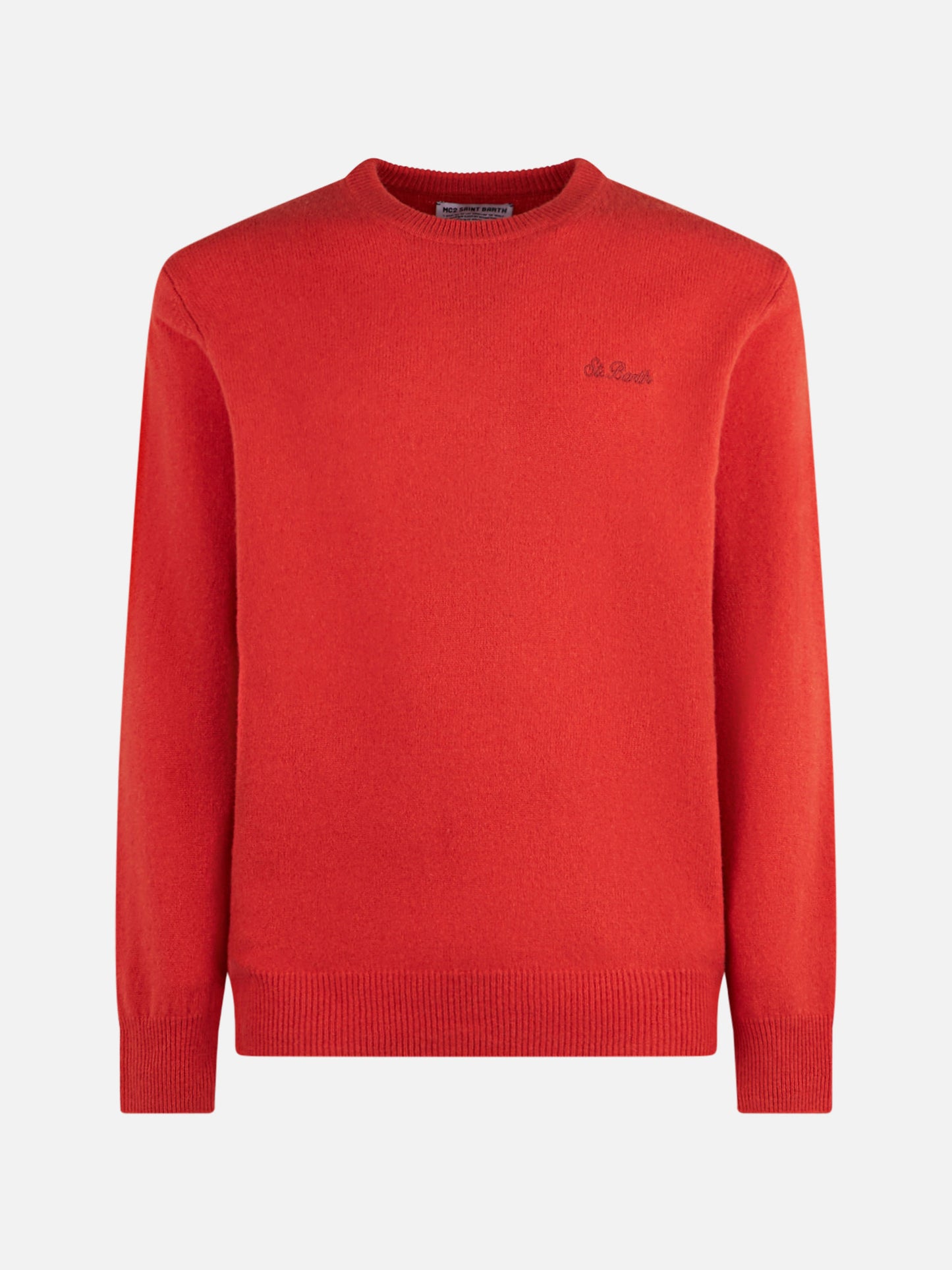 Man crewneck orange sweater with St. Barth embroidery - MC2 Saint Barth