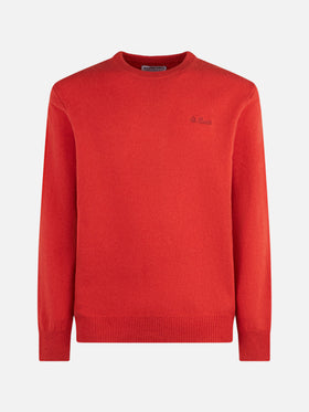 Man crewneck orange sweater with St. Barth embroidery - MC2 Saint Barth