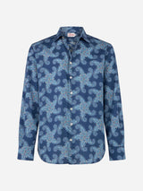 Man muslin cotton Sikelia shirt with paisley star print