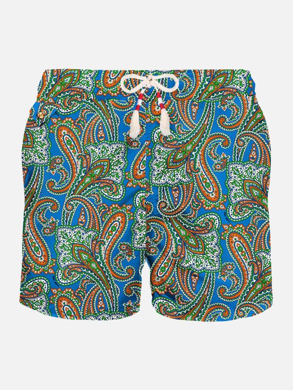 Man light fabric swim shorts with paisley print