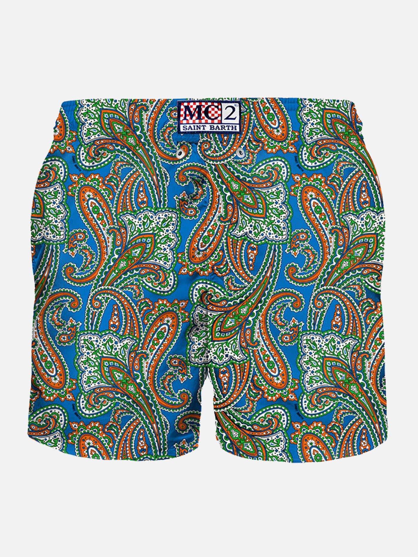 Man light fabric swim shorts with paisley print