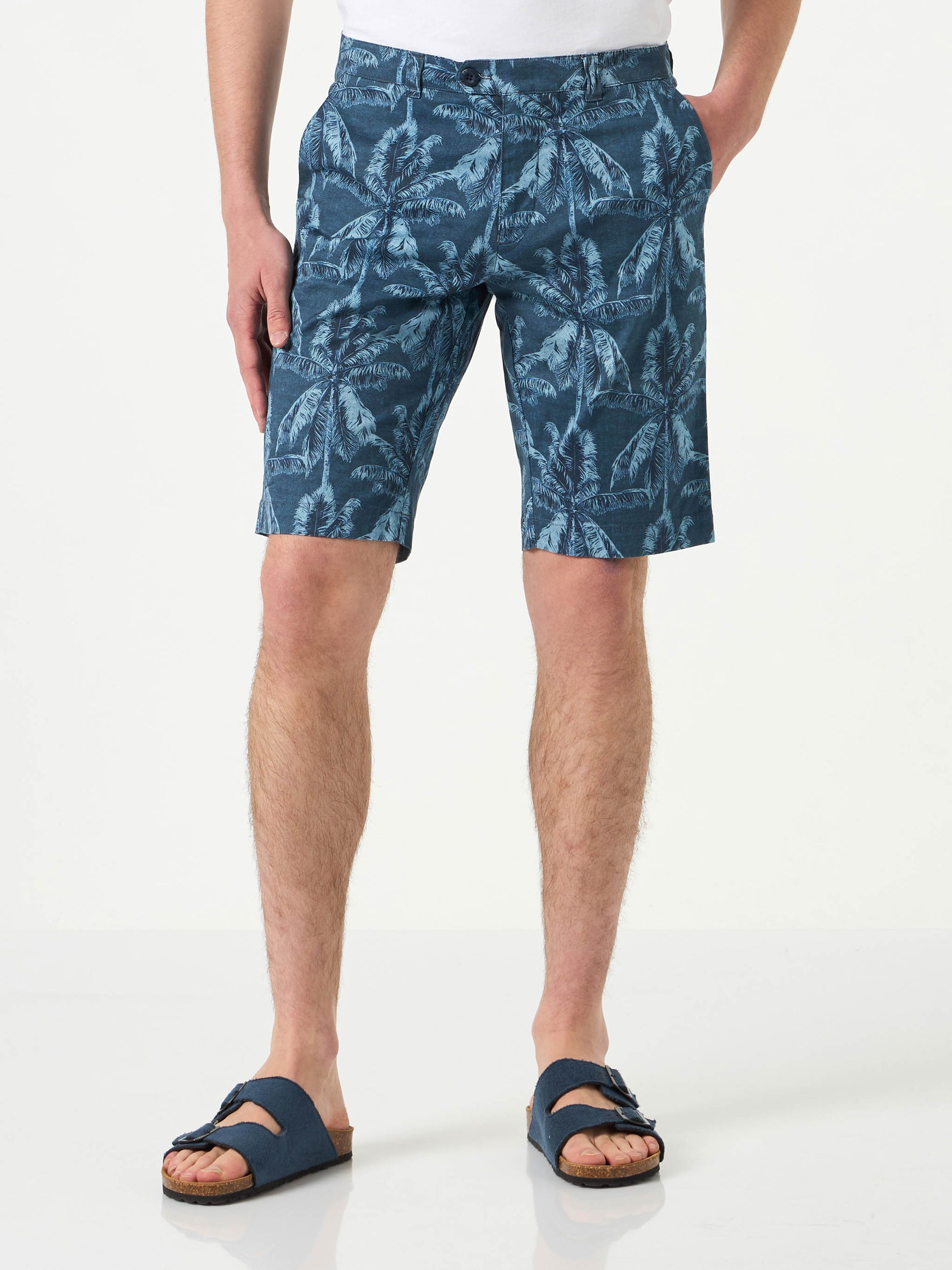 Man cotton bermuda with palm print - MC2 Saint Barth