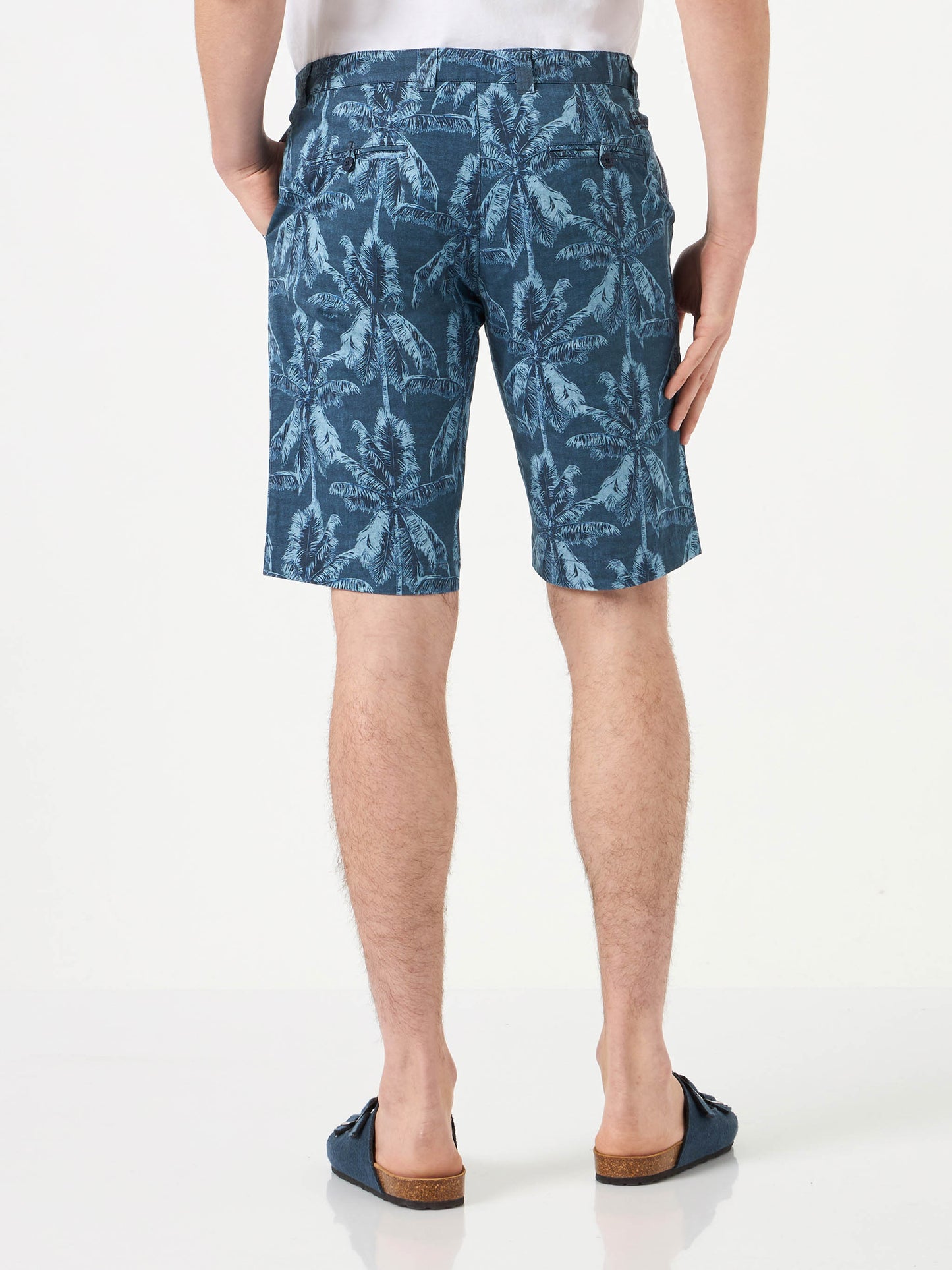 Man cotton bermuda with palm print - MC2 Saint Barth