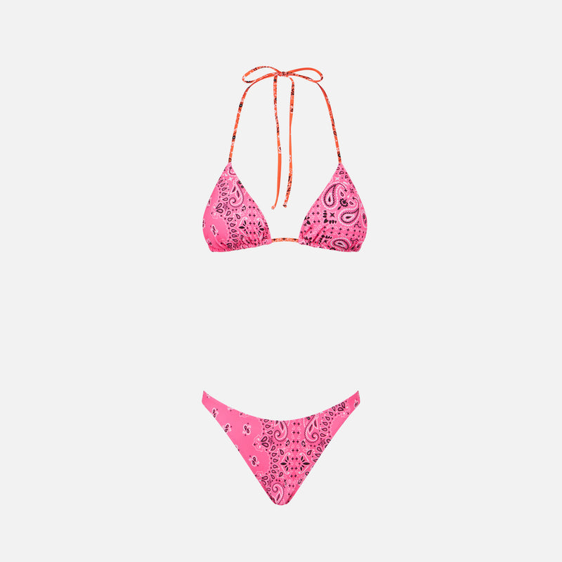 Woman triangle bikini with bandanna print