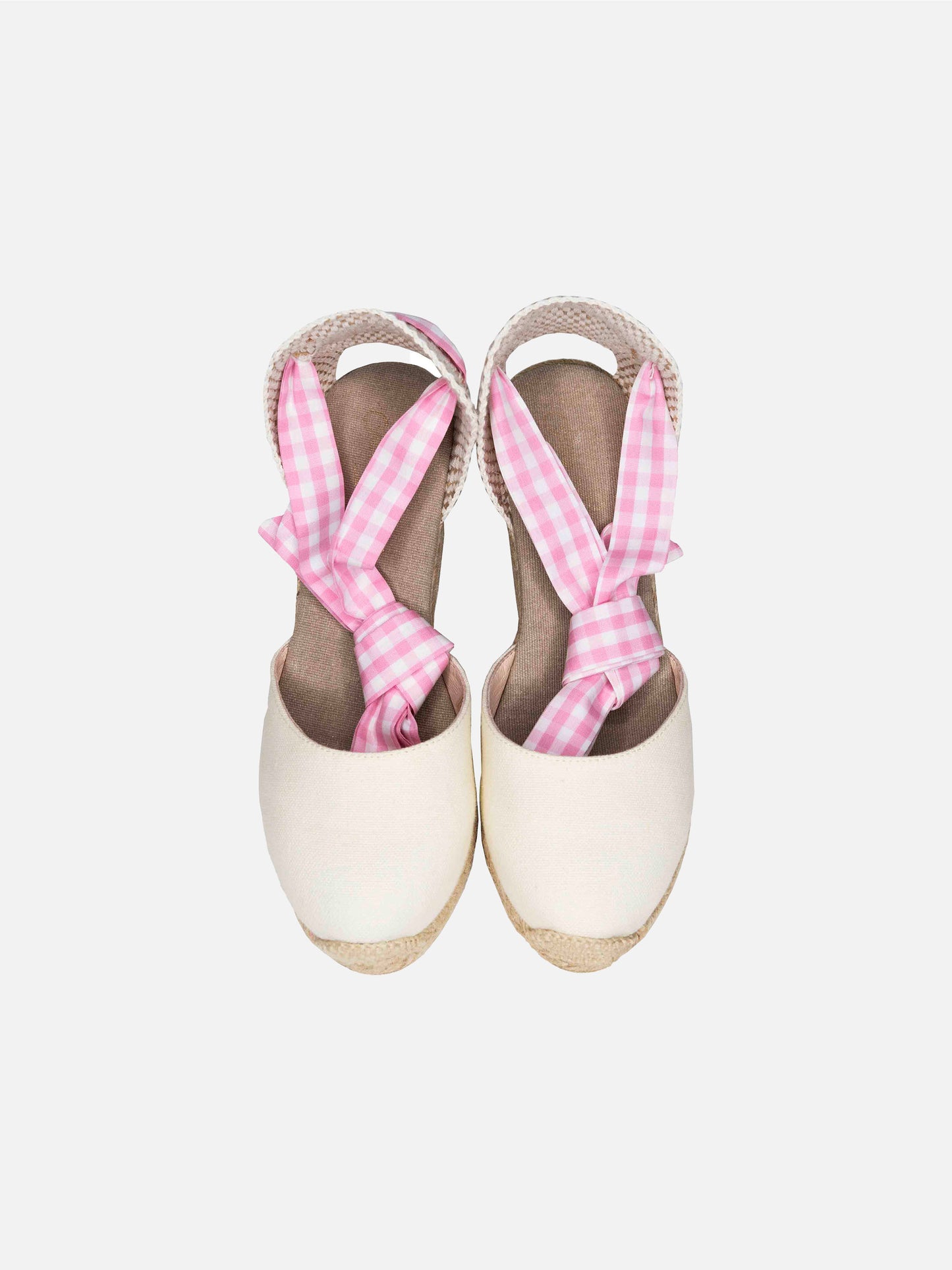Natural print canvas espadrillas with hight wedge and ankle lace - MC2 Saint Barth