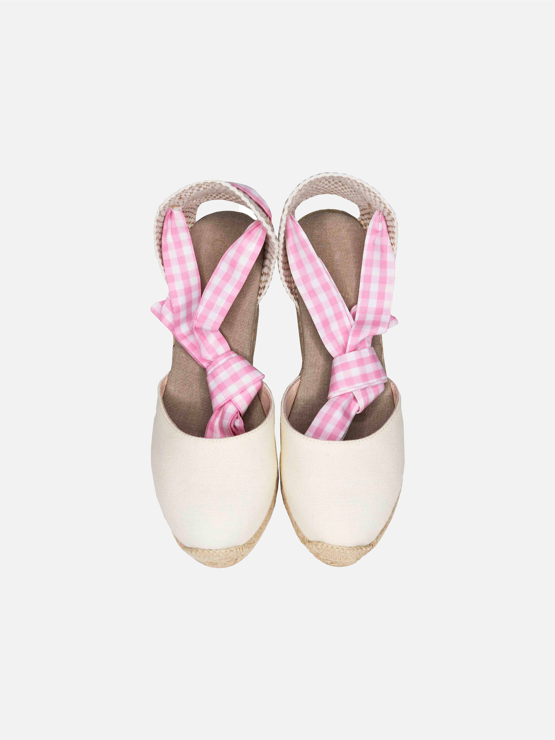 Natural print canvas espadrillas with hight wedge and ankle lace - MC2 Saint Barth